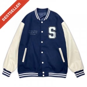 【限量現貨，售完為止】NSYSU美式經典棒球外套_靜謐藍