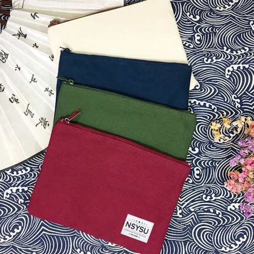 【團購商品，10個起做】NSYSU簡約生活布標帆布收納袋_酒紅(完售)/墨綠/深藍/米色