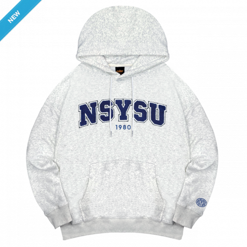 【限量現貨,售完預購】NSYSU立體毛巾繡落肩帽T_麻花白 【限量現貨,售完預購】NSYSU立體毛巾繡落肩帽T_麻花白