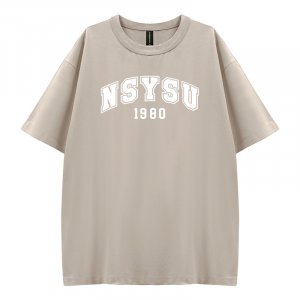 【夏季新品，現貨販售】NSYSU好涼的寬版短T_花生冰(淺卡其)