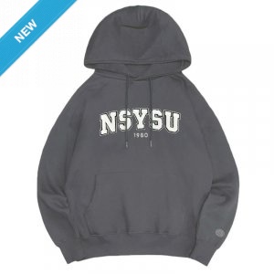 【限量現貨，售完預購】NSYSU立體毛巾繡落肩帽T_摩卡灰