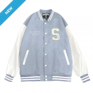 【早鳥現貨，售完預購】NSYSU美式經典棒球外套_迷霧灰藍