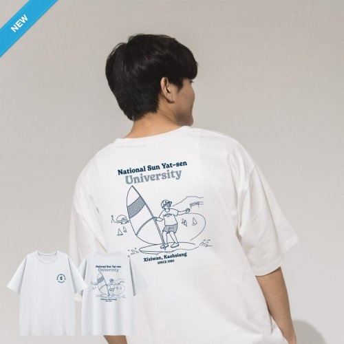 【2025新品上市】NSYSU西子灣日常圖鑑寬版短T_經典白 【2025新品上市】NSYSU西子灣日常圖鑑寬版短T_經典白