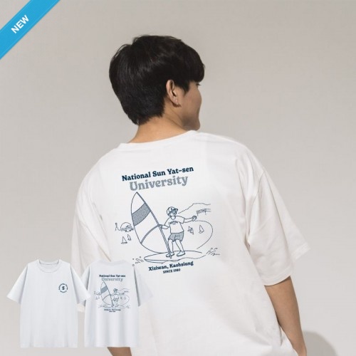 【2025新品上市】NSYSU西子灣日常插畫寬版短T_經典白