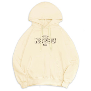 【預購至10/19，11/16陸續出貨】NSYSU冬日輕甜系落肩帽T_奶霜白