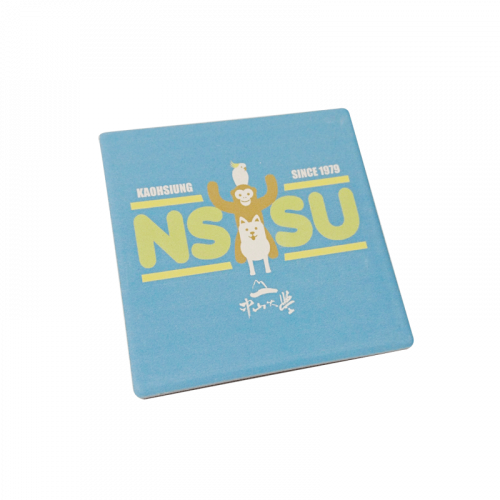 【團購商品，10個起做】NSYSU陶瓷吸水杯墊_中山金猴(藍) 